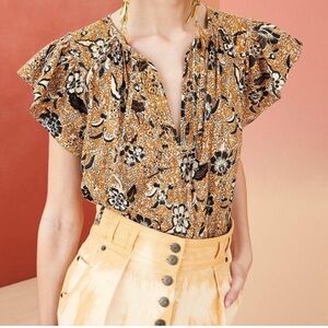 Ulla Johnson - Shania Top - Floral Print Women's Top - Brown and Black